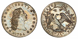 <b>1794 Flowing Hair Silver Dollar: Silver Plug (Unique and Extremely Rare)