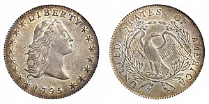 <b>1795 Flowing Hair Silver Dollar: 3 Leaves