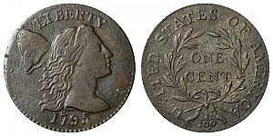 <b>1795 Liberty Cap Large Cent: Reeded Edge