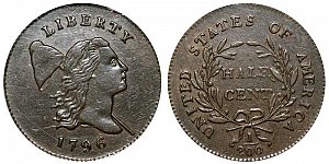 <b>1796 Liberty Cap Half Cent: With Pole