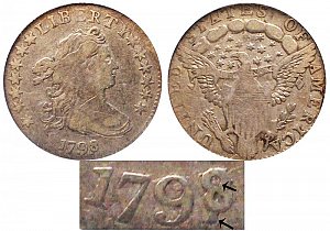 <b>1798 Draped Bust Dime: 8 Over 7 - 16 Stars