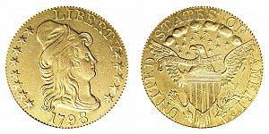 <b>1798 Turban Head Gold $5 Half Eagle: Large 8 - 14 Star Reverse