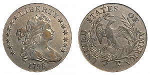 <b>1798 Draped Bust Silver Dollar: 13 Stars On Obverse