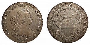 <b>1799 Draped Bust Silver Dollar: Normal Date - 7x6 Stars Obverse - With Berries