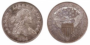 <b>1804 Draped Bust Silver Dollar: Second Reverse - Restrike - Class III