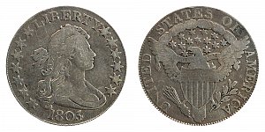 <b>1805 Draped Bust Half Dollar: 5 Over 4