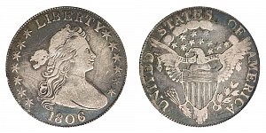 <b>1806 Draped Bust Half Dollar: Knobbed 6 - Stem Not Through Claw