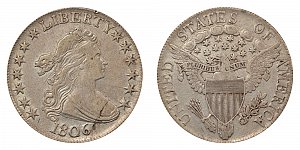 <b>1806 Draped Bust Half Dollar: Pointed 6 - Stem Not Through Claw