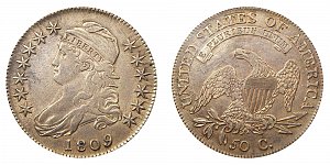 <b>1809 Capped Bust Half Dollar: xxxx Between Words on Edge