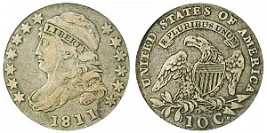 <b>1811 Capped Bust Dime: 11 Over 09