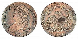 <b>1812 Capped Bust Half Dollar: 2 Over 1 - Large 8
