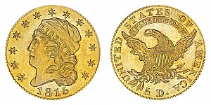 <b>1815 Capped Bust Gold $5 Half Eagle: Bold Relief