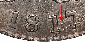 <b>1817 Capped Bust Half Dollar: 181.7 Punctuated Date