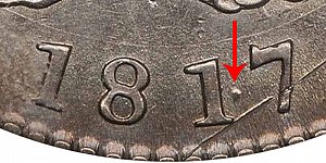 <b>1817 Capped Bust Half Dollar: 181.7 Punctuated Date