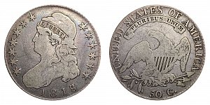 <b>1818 Capped Bust Half Dollar: 8 Over 7 - Large 8