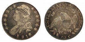 <b>1818 Capped Bust Half Dollar: 8 Over 7 - Small 8
