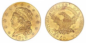 <b>1819 Capped Bust Gold $5 Half Eagle: 5D Over 50