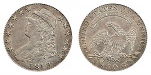 <b>1819 Capped Bust Half Dollar: 9 Over 8 - Small 9