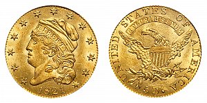 <b>1821 Capped Bust Gold $5 Half Eagle