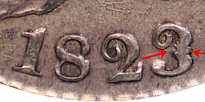 <b>1823 Capped Bust Half Dollar: Patched 3