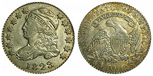 <b>1823 Capped Bust Dime: 3 Over 2 - Small E