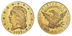 <b>1827 Capped Bust Gold $5 Half Eagle