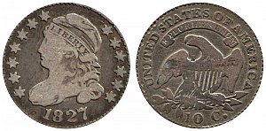 <b>1827 Capped Bust Dime: Flat Top 1 in 10 C.