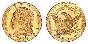 <b>1828 Capped Bust Gold $5 Half Eagle