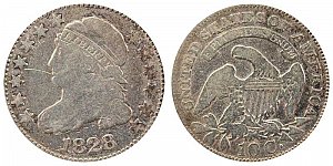 <b>1828 Capped Bust Dime: Large Date - Curl Base 2