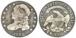 <b>1829 Capped Bust Dime: Curl Base 2