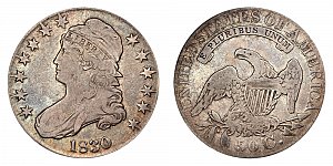 <b>1830 Capped Bust Half Dollar: Large Letters