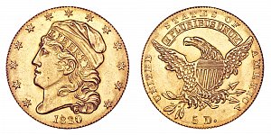 <b>1830 Capped Bust Gold $5 Half Eagle: Large or Small 5D