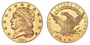 <b>1831 Capped Bust Gold $5 Half Eagle: Large or Small 5D