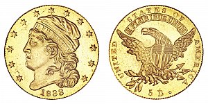<b>1833 Capped Bust Gold $5 Half Eagle: Large Date