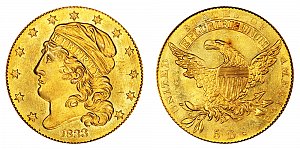 <b>1833 Capped Bust Gold $5 Half Eagle: Small Date