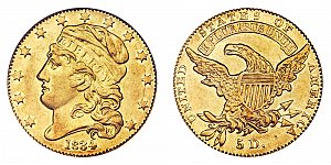 <b>1834 Capped Bust Gold $5 Half Eagle: Crosslet 4