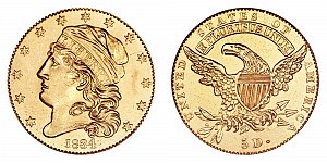 <b>1834 Capped Bust Gold $5 Half Eagle: Plain 4