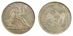 <b>1839 Seated Liberty Half Dollar: No Drapery From Elbow