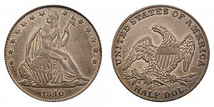 <b>1840-O Seated Liberty Half Dollar: Medium Letters - Reverse of 1838 - No Mintmark