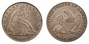 <b>1840-O Seated Liberty Half Dollar: Medium Letters - Reverse of 1838 - No Mintmark