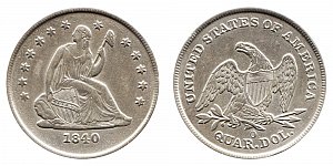 <b>1840-O Seated Liberty Quarter