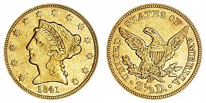 <b>1841-D Coronet Head Gold $2.50 Quarter Eagle