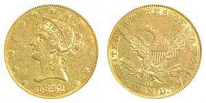 <b>1842-O Coronet Head Gold $10 Eagle