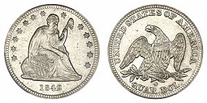 <b>1842-O Seated Liberty Quarter: Small Date