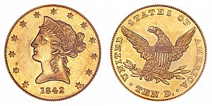 <b>1842 Coronet Head Gold $10 Eagle: Small Date - Plain 4