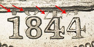 <b>1844-O Seated Liberty Half Dollar: Doubled Date