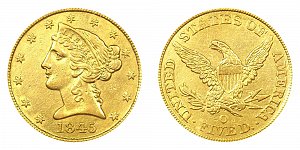 <b>1845-O Coronet Head Gold $5 Half Eagle