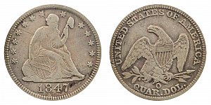 <b>1847-O Seated Liberty Quarter