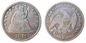 <b>1848 Seated Liberty Quarter