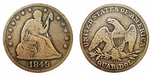 <b>1849-O Seated Liberty Quarter